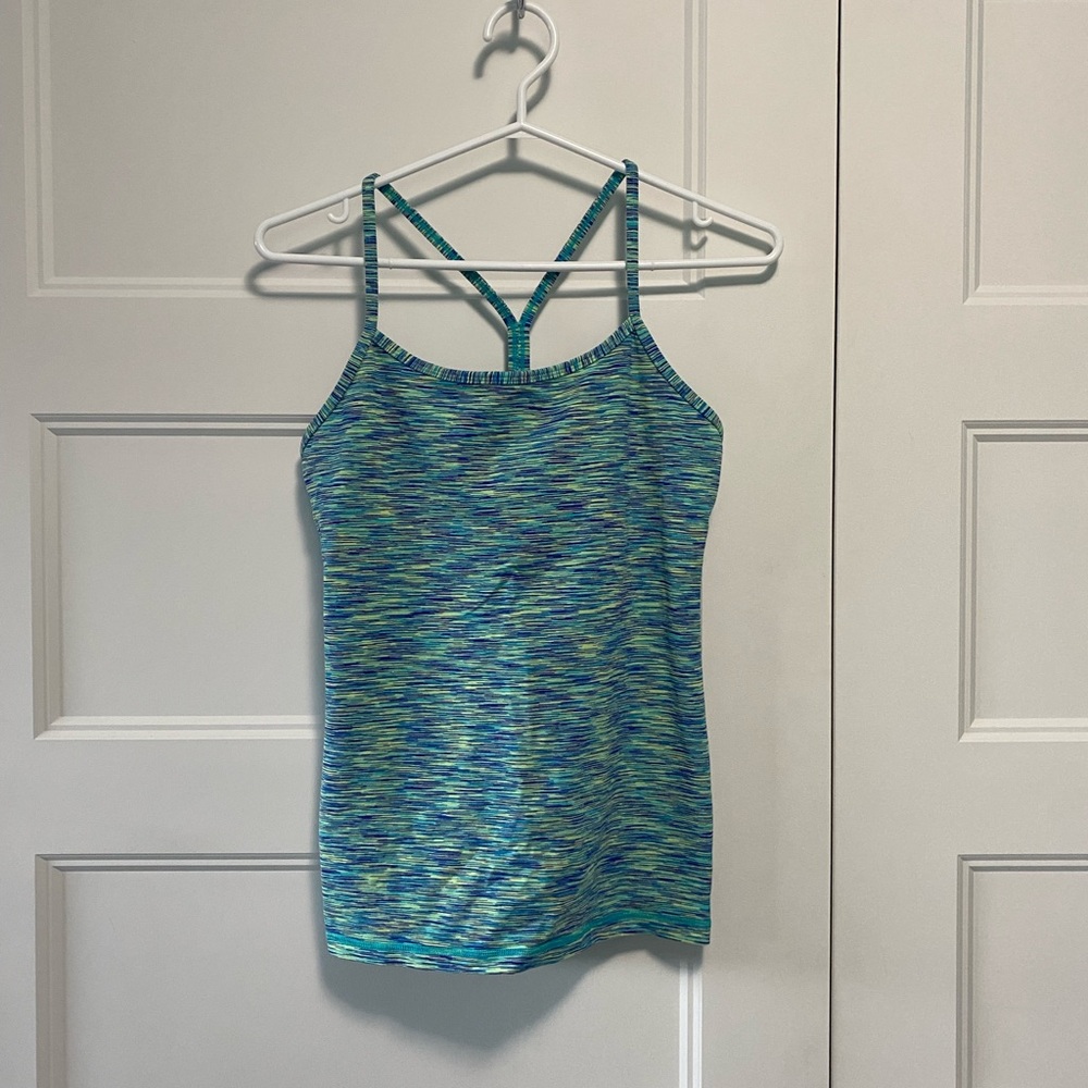 Lululemon power y Tank Top, Space Dye Camo Alberta Lake Teal